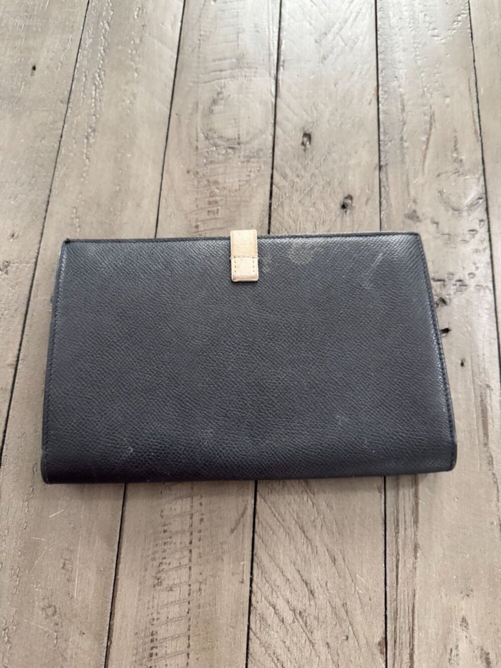 CELINE Leather Large Strap Long Bifold Wallet White Black Two Tone - Picture 4 of 8